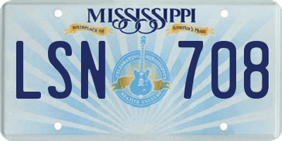 MS license plate LSN708