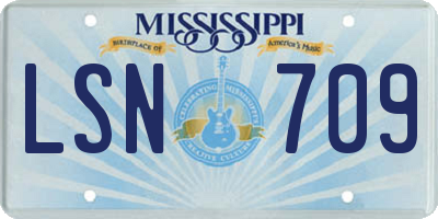 MS license plate LSN709