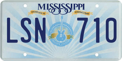 MS license plate LSN710