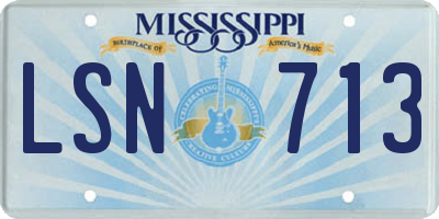 MS license plate LSN713