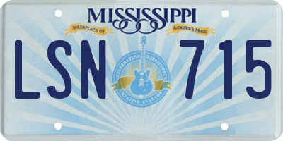 MS license plate LSN715