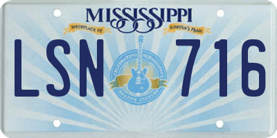 MS license plate LSN716