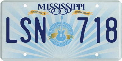 MS license plate LSN718