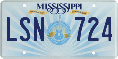 MS license plate LSN724