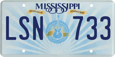MS license plate LSN733