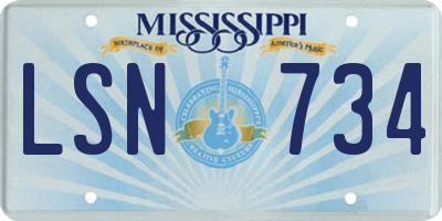 MS license plate LSN734