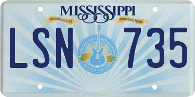 MS license plate LSN735