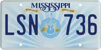 MS license plate LSN736