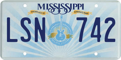 MS license plate LSN742