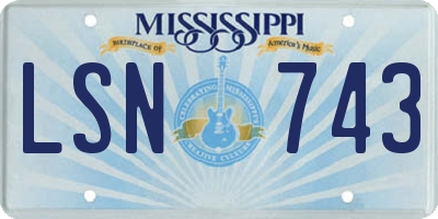MS license plate LSN743
