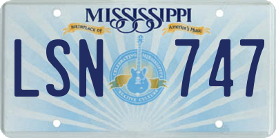 MS license plate LSN747