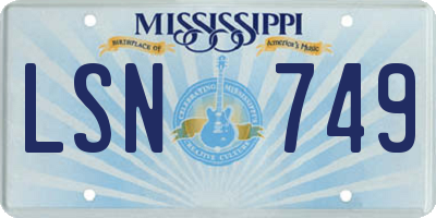 MS license plate LSN749