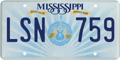 MS license plate LSN759