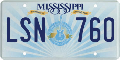 MS license plate LSN760