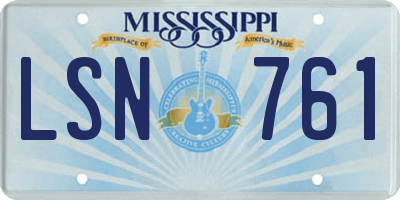 MS license plate LSN761