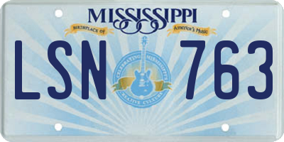 MS license plate LSN763
