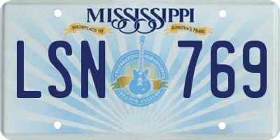 MS license plate LSN769