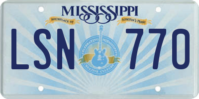 MS license plate LSN770