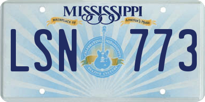 MS license plate LSN773