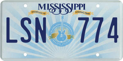 MS license plate LSN774