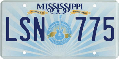 MS license plate LSN775