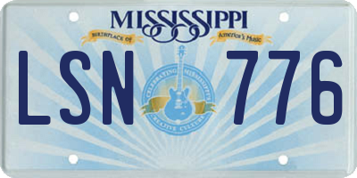 MS license plate LSN776