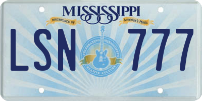 MS license plate LSN777