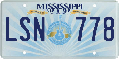 MS license plate LSN778