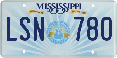 MS license plate LSN780