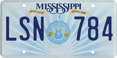 MS license plate LSN784