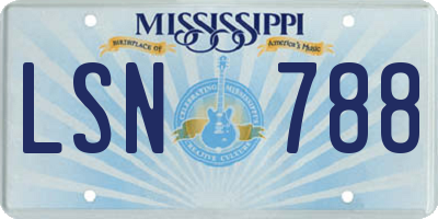 MS license plate LSN788