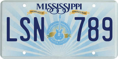 MS license plate LSN789