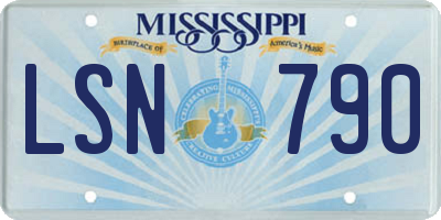 MS license plate LSN790