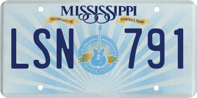 MS license plate LSN791