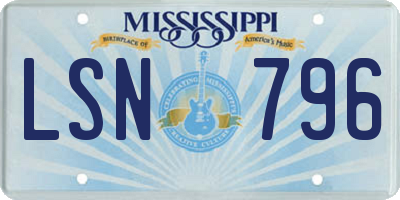 MS license plate LSN796