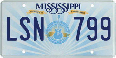 MS license plate LSN799