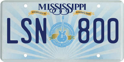 MS license plate LSN800