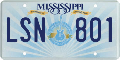MS license plate LSN801
