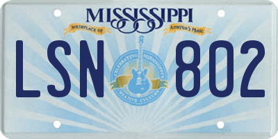 MS license plate LSN802