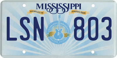 MS license plate LSN803