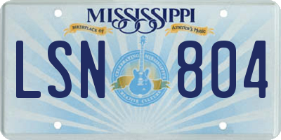 MS license plate LSN804