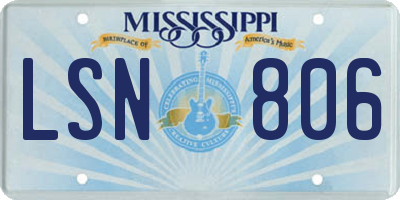 MS license plate LSN806