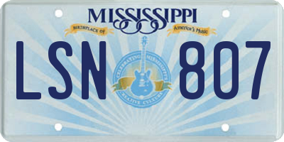 MS license plate LSN807