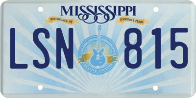 MS license plate LSN815