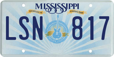 MS license plate LSN817