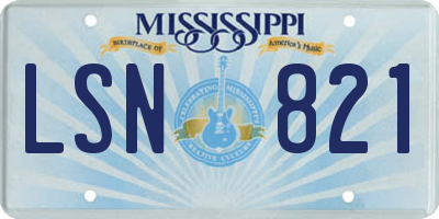 MS license plate LSN821