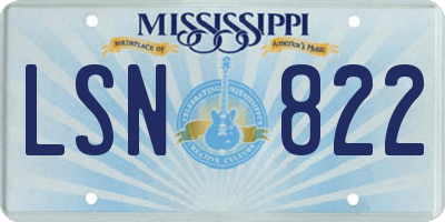 MS license plate LSN822