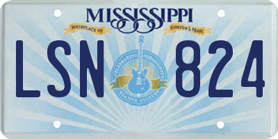 MS license plate LSN824