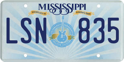 MS license plate LSN835