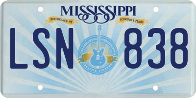 MS license plate LSN838